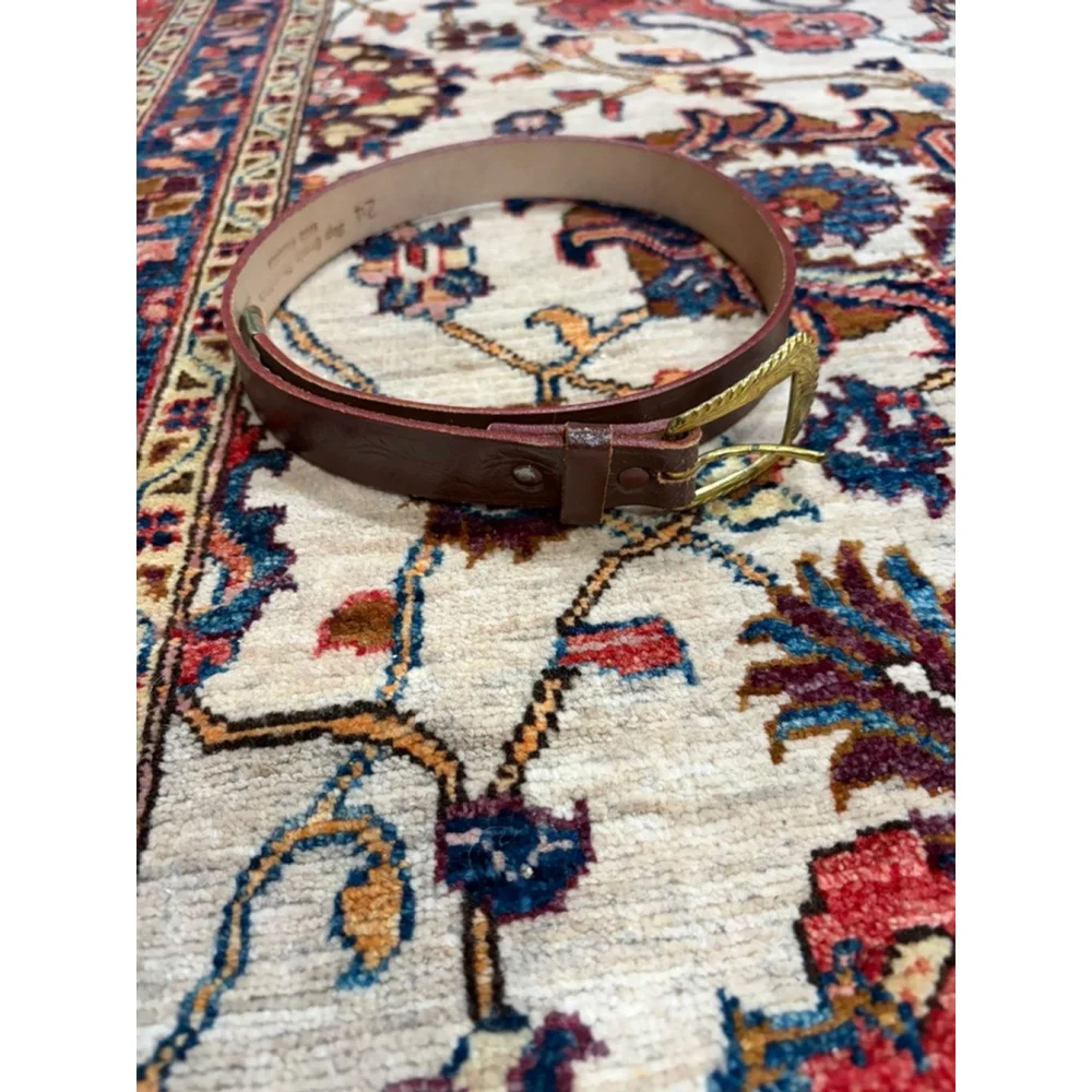 Kids Brown Embossed Leather Belt Gold Western Buckle Size 24 Genuine Leather